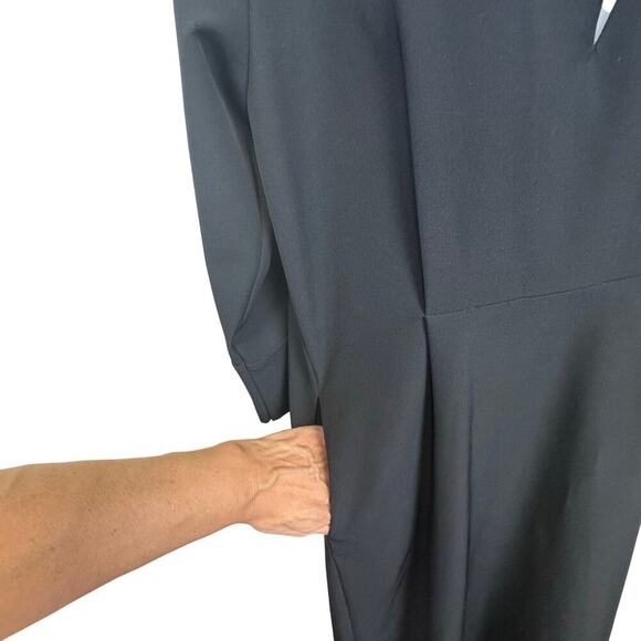 New OAK + FORT V-Neck Front Panel Midi Dress Pockets Minimalist Langenlook Sz S - Picture 5 of 12